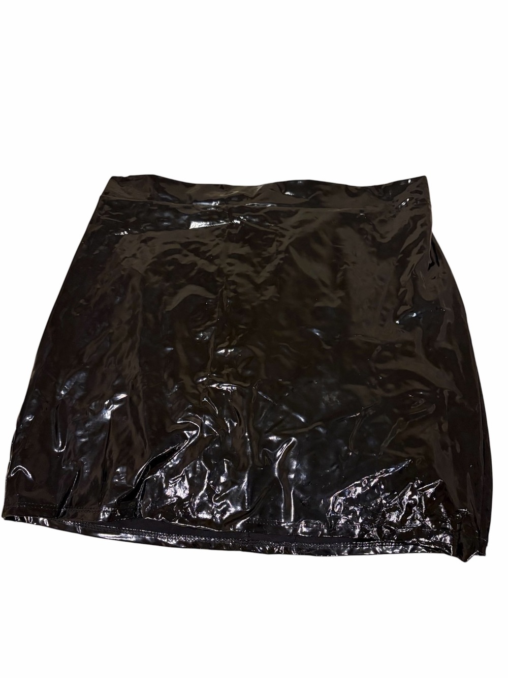 Vintage Black Faux Patent Leather Mini Skirt